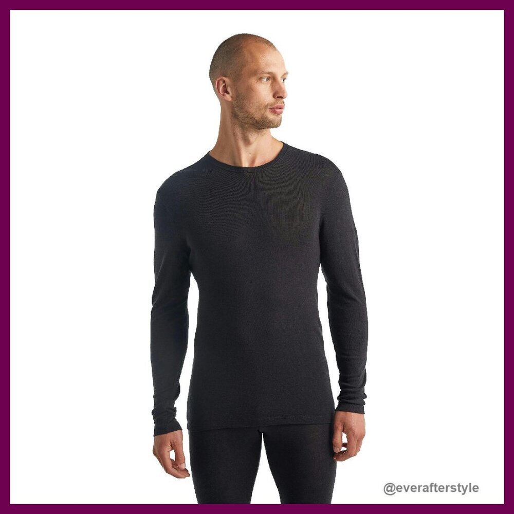 Merino Wool Long Sleeve Crew Base Layer Slim Fit Activewear Classic